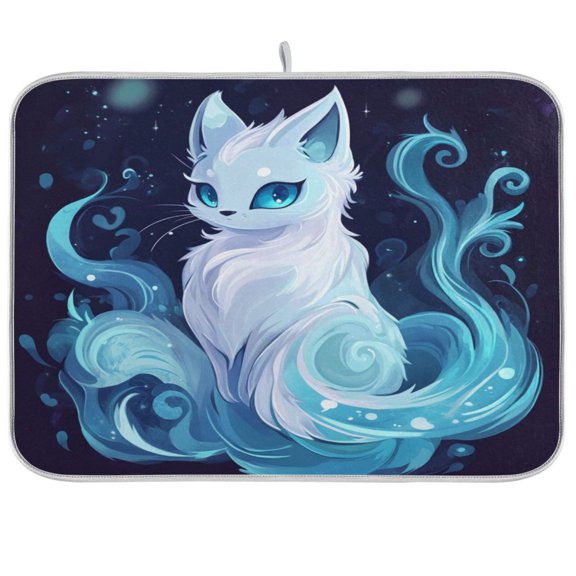 Kitchen Drying Mat 18x24In Drying Dish Mat Dish Drying Mats Kitchen Countertop Multi-Function Drain Drying Mat Kitchen Table A Cartoon Fox