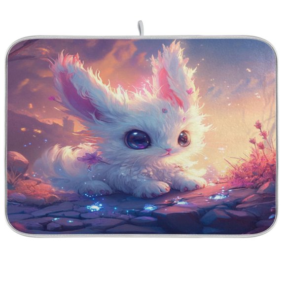 Kitchen Drying Mat 18x24In Drying Dish Mat Dish Drying Mats Kitchen Countertop Multi-Function Drain Drying Mat Kitchen Table Beautiful Cartoon Fox