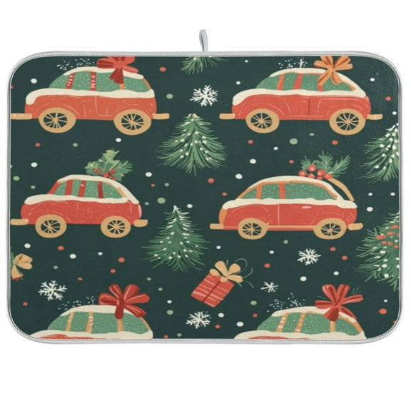 Kitchen Drying Mat 18x24In Drying Dish Mat Dish Drying Mats Kitchen Countertop Multi-Function Drain Drying Mat Kitchen Table Christmas Lovely Car