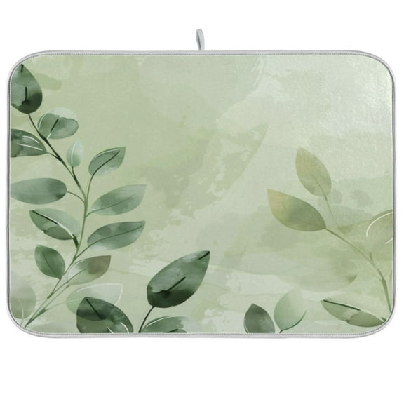 Kitchen Drying Mat 18x24In Drying Dish Mat Dish Drying Mats Kitchen Countertop Multi-Function Drain Drying Mat Kitchen Table Green Leaf