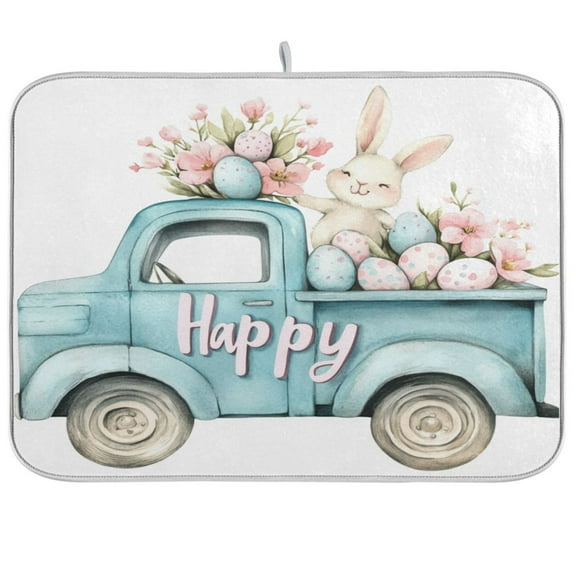 Kitchen Drying Mat 18x24In Drying Dish Mat Dish Drying Mats Kitchen Countertop Multi-Function Drain Drying Mat Kitchen Table Pretty Easter Bunny