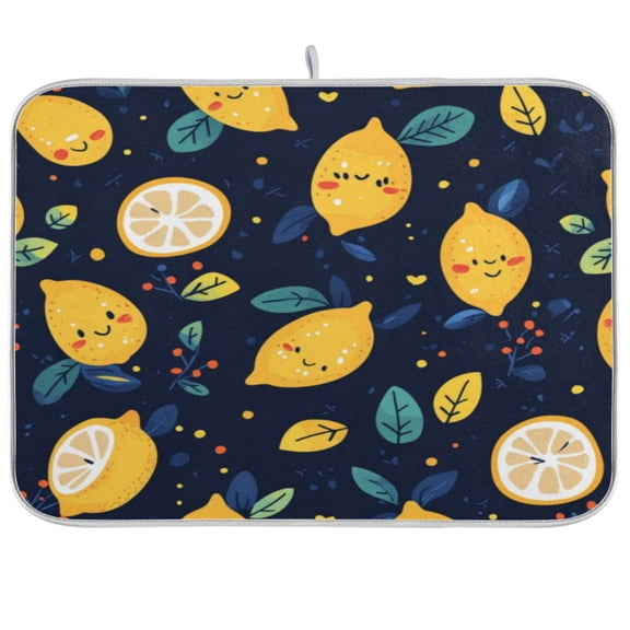 Kitchen Drying Mat 18x24In Drying Dish Mat Dish Drying Mats Kitchen Countertop Multi-Function Drain Drying Mat Kitchen Table Smile Lemon Cartoon