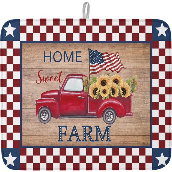 Kitchen Drying Mat for Counter Carrots Seamless Spring Easter Absorbent Dish Mats Foldable Microfiber Drainer Pad Farm Vegetables White Plate Holder Mat for Countertop Sink Decor