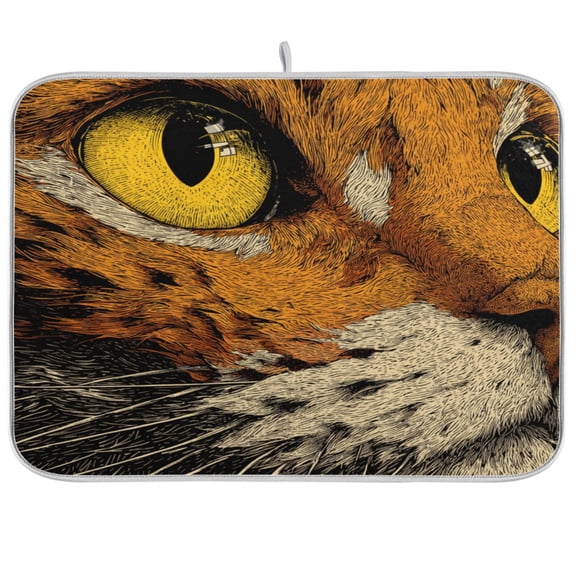 Kitchen Drying Mat Kitchen Drying Pad 16x18In Drying Dish Mat Dish Drying Mats Kitchen Countertop Multi-Function Drain Drying Mat A Cat