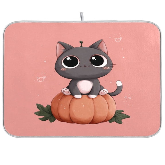 Kitchen Drying Mat Kitchen Drying Pad 16x18In Drying Dish Mat Dish Drying Mats Kitchen Countertop Multi-Function Drain Drying Mat A Cute Cartoon Cat