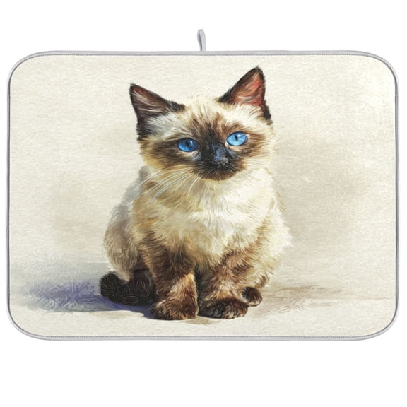 Kitchen Drying Mat Kitchen Drying Pad 16x18In Drying Dish Mat Dish Drying Mats Kitchen Countertop Multi-Function Drain Drying Mat A Cute Cat