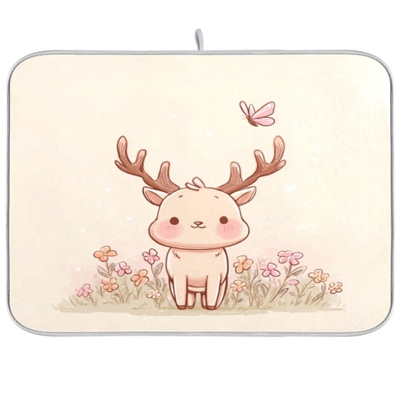 Kitchen Drying Mat Kitchen Drying Pad 16x18In Drying Dish Mat Dish Drying Mats Kitchen Countertop Multi-Function Drain Drying Mat A Cute Fawn