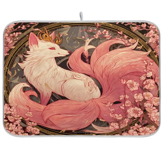 Kitchen Drying Mat Kitchen Drying Pad 16x18In Drying Dish Mat Dish Drying Mats Kitchen Countertop Multi-Function Drain Drying Mat A Pink Fox