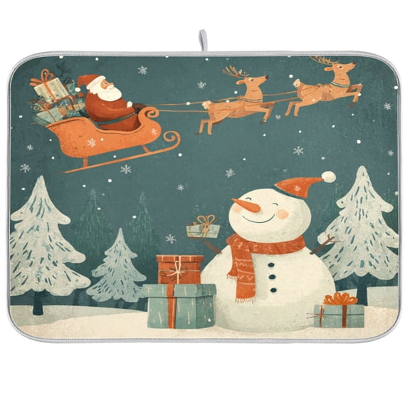 Kitchen Drying Mat Kitchen Drying Pad 16x18In Drying Dish Mat Dish Drying Mats Kitchen Countertop Multi-Function Drain Drying Mat A Snowman