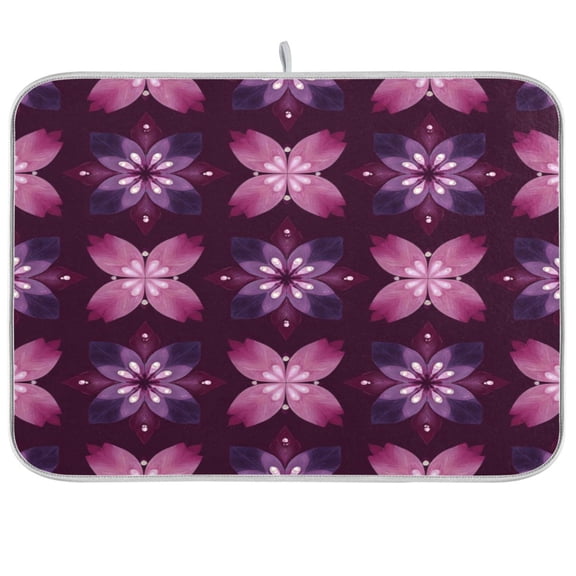 Kitchen Drying Mat Kitchen Drying Pad 16x18In Drying Dish Mat Dish Drying Mats Kitchen Countertop Multi-Function Drain Drying Mat Amethyst Petal Tiled Motif