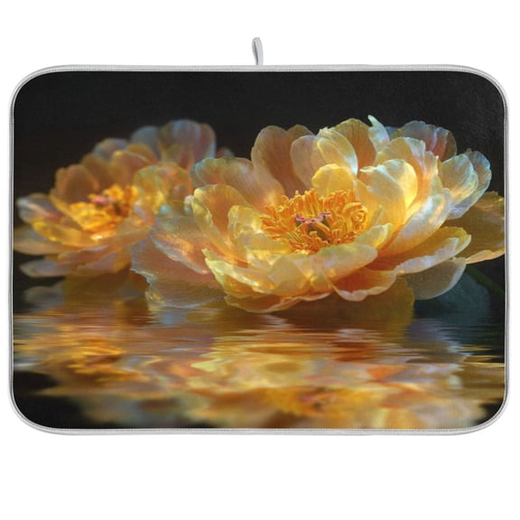 Kitchen Drying Mat Kitchen Drying Pad 16x18In Drying Dish Mat Dish Drying Mats Kitchen Countertop Multi-Function Drain Drying Mat Ancient Peony Flowers