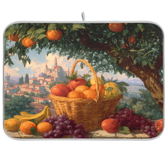 Kitchen Drying Mat Kitchen Drying Pad 16x18In Drying Dish Mat Dish Drying Mats Kitchen Countertop Multi-Function Drain Drying Mat Basket Of Oranges