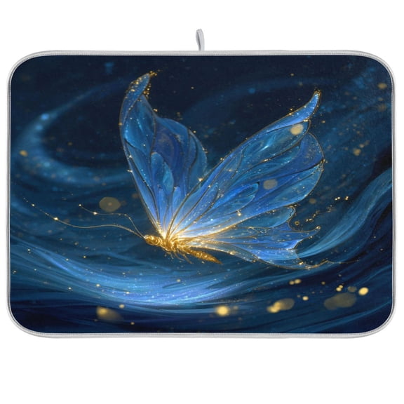 Kitchen Drying Mat Kitchen Drying Pad 16x18In Drying Dish Mat Dish Drying Mats Kitchen Countertop Multi-Function Drain Drying Mat Beautiful Blue Butterfly