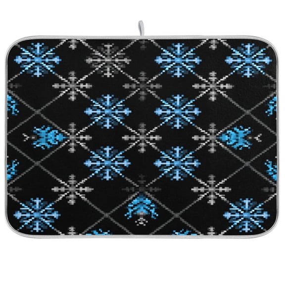 Kitchen Drying Mat Kitchen Drying Pad 16x18In Drying Dish Mat Dish Drying Mats Kitchen Countertop Multi-Function Drain Drying Mat Beautiful Blue Snowflake