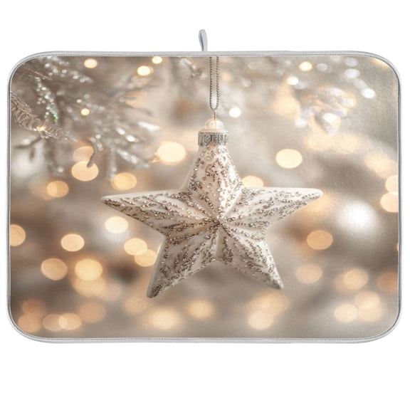 Kitchen Drying Mat Kitchen Drying Pad 16x18In Drying Dish Mat Dish Drying Mats Kitchen Countertop Multi-Function Drain Drying Mat Beautiful Christmas Star