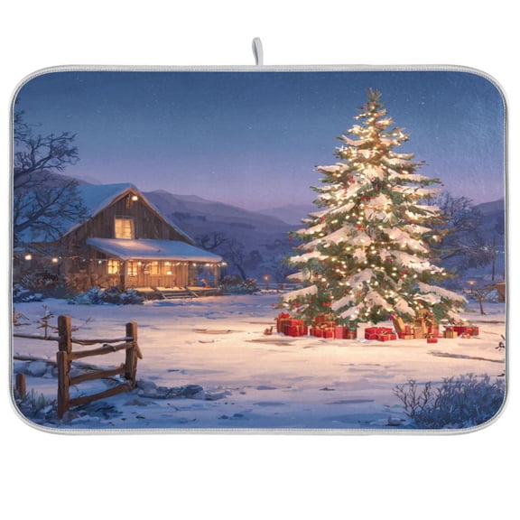 Kitchen Drying Mat Kitchen Drying Pad 16x18In Drying Dish Mat Dish Drying Mats Kitchen Countertop Multi-Function Drain Drying Mat Beautiful Christmas Night