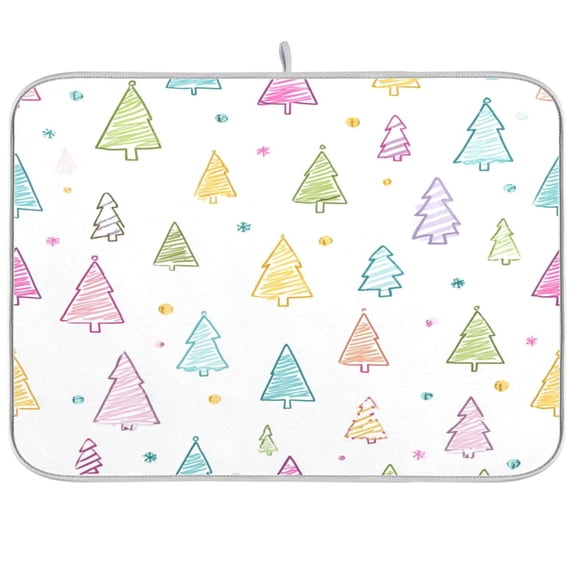 Kitchen Drying Mat Kitchen Drying Pad 16x18In Drying Dish Mat Dish Drying Mats Kitchen Countertop Multi-Function Drain Drying Mat Beautiful Christmas Tree Cute