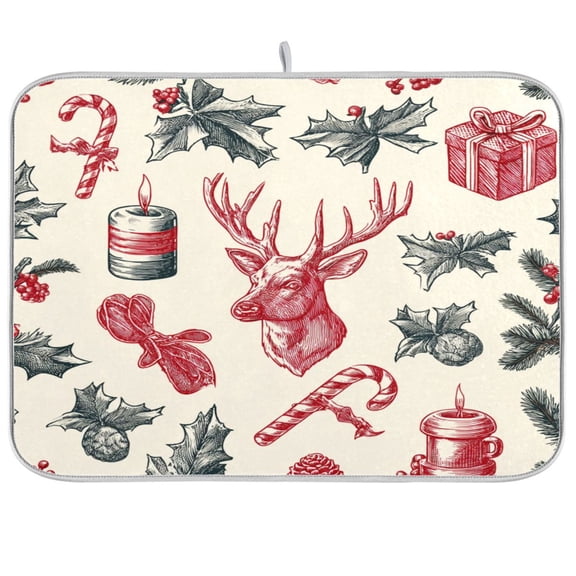 Kitchen Drying Mat Kitchen Drying Pad 16x18In Drying Dish Mat Dish Drying Mats Kitchen Countertop Multi-Function Drain Drying Mat Beautiful Christmas Elements