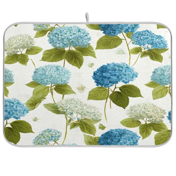 Kitchen Drying Mat Kitchen Drying Pad 16x18In Drying Dish Mat Dish Drying Mats Kitchen Countertop Multi-Function Drain Drying Mat Beautiful Cute Blue Flowers
