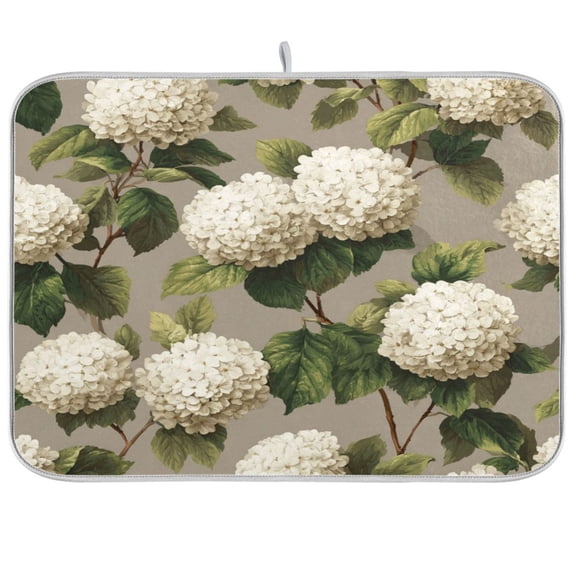 Kitchen Drying Mat Kitchen Drying Pad 16x18In Drying Dish Mat Dish Drying Mats Kitchen Countertop Multi-Function Drain Drying Mat Beautiful Cute White Flowers