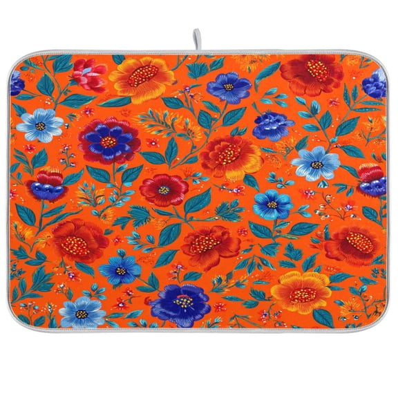 Kitchen Drying Mat Kitchen Drying Pad 16x18In Drying Dish Mat Dish Drying Mats Kitchen Countertop Multi-Function Drain Drying Mat Beautiful Flower Pattern