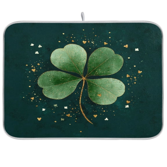 Kitchen Drying Mat Kitchen Drying Pad 16x18In Drying Dish Mat Dish Drying Mats Kitchen Countertop Multi-Function Drain Drying Mat Beautiful Four-leaf Clover