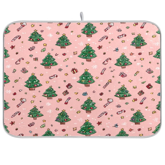 Kitchen Drying Mat Kitchen Drying Pad 16x18In Drying Dish Mat Dish Drying Mats Kitchen Countertop Multi-Function Drain Drying Mat Beautiful Green Christmas Tree