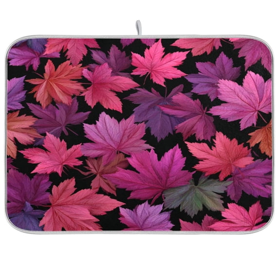 Kitchen Drying Mat Kitchen Drying Pad 16x18In Drying Dish Mat Dish Drying Mats Kitchen Countertop Multi-Function Drain Drying Mat Beautiful Maple Leaves