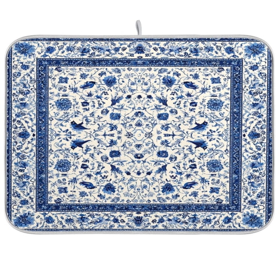 Kitchen Drying Mat Kitchen Drying Pad 16x18In Drying Dish Mat Dish Drying Mats Kitchen Countertop Multi-Function Drain Drying Mat Beautiful Pattern Blue