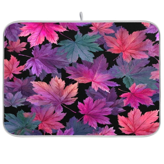 Kitchen Drying Mat Kitchen Drying Pad 16x18In Drying Dish Mat Dish Drying Mats Kitchen Countertop Multi-Function Drain Drying Mat Beautiful Pink Maple Leaves