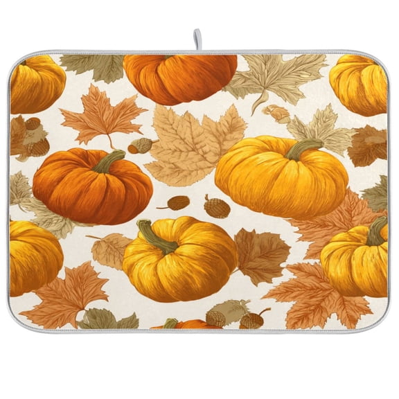 Kitchen Drying Mat Kitchen Drying Pad 16x18In Drying Dish Mat Dish Drying Mats Kitchen Countertop Multi-Function Drain Drying Mat Beautiful Pumpkin