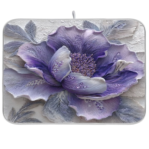 Kitchen Drying Mat Kitchen Drying Pad 16x18In Drying Dish Mat Dish Drying Mats Kitchen Countertop Multi-Function Drain Drying Mat Beautiful Purple Flowers