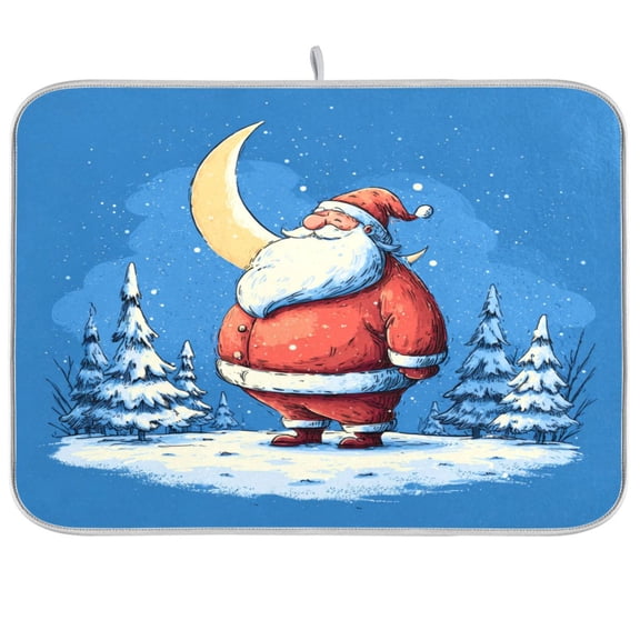 Kitchen Drying Mat Kitchen Drying Pad 16x18In Drying Dish Mat Dish Drying Mats Kitchen Countertop Multi-Function Drain Drying Mat Beautiful Santa Claus Cute