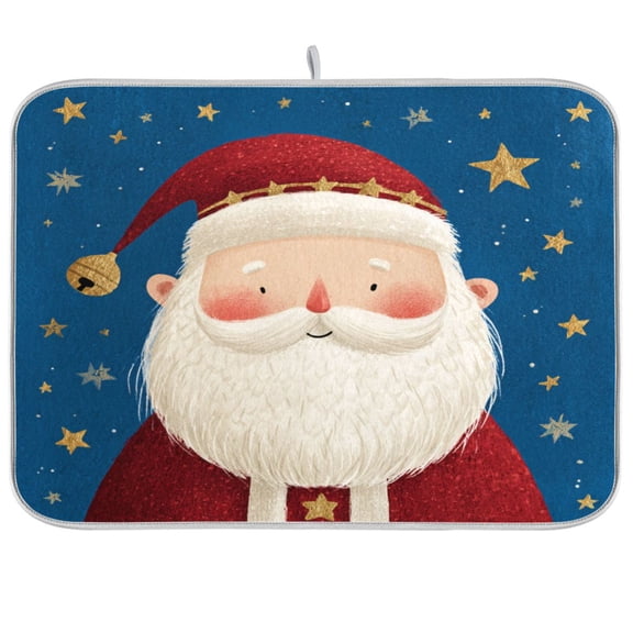 Kitchen Drying Mat Kitchen Drying Pad 16x18In Drying Dish Mat Dish Drying Mats Kitchen Countertop Multi-Function Drain Drying Mat Beautiful Santa Claus