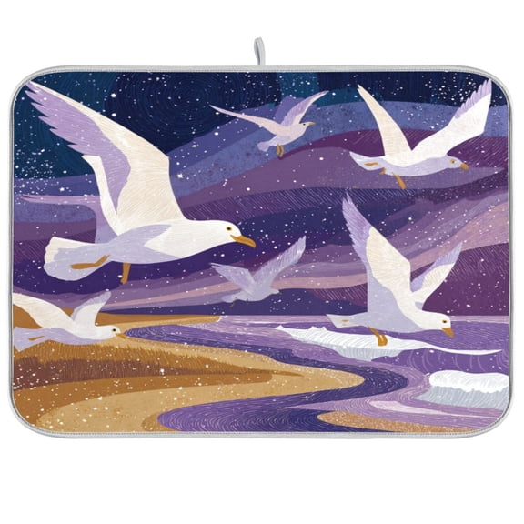 Kitchen Drying Mat Kitchen Drying Pad 16x18In Drying Dish Mat Dish Drying Mats Kitchen Countertop Multi-Function Drain Drying Mat Beautiful Seagulls