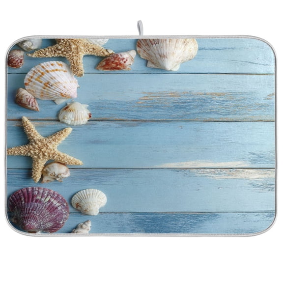 Kitchen Drying Mat Kitchen Drying Pad 16x18In Drying Dish Mat Dish Drying Mats Kitchen Countertop Multi-Function Drain Drying Mat Beautiful Starfish Shells