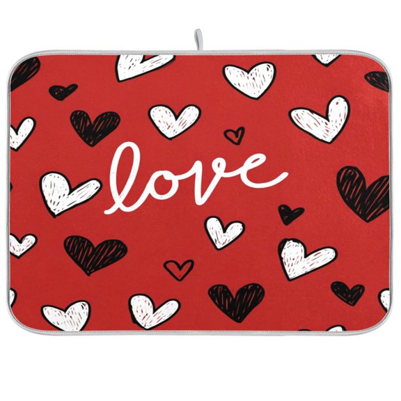 Kitchen Drying Mat Kitchen Drying Pad 16x18In Drying Dish Mat Dish Drying Mats Kitchen Countertop Multi-Function Drain Drying Mat Beautiful Valentine's Day Love