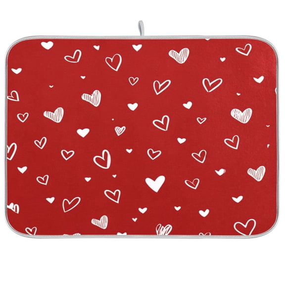 Kitchen Drying Mat Kitchen Drying Pad 16x18In Drying Dish Mat Dish Drying Mats Kitchen Countertop Multi-Function Drain Drying Mat Beautiful Valentine's Day Heart