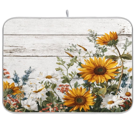 Kitchen Drying Mat Kitchen Drying Pad 16x18In Drying Dish Mat Dish Drying Mats Kitchen Countertop Multi-Function Drain Drying Mat Beautiful Yellow Chrysanthemum