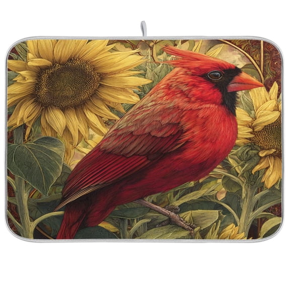 Kitchen Drying Mat Kitchen Drying Pad 16x18In Drying Dish Mat Dish Drying Mats Kitchen Countertop Multi-Function Drain Drying Mat Big Red Bird