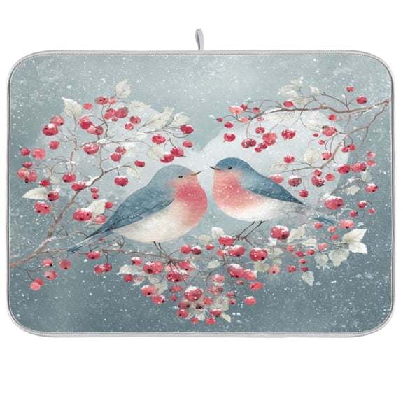 Kitchen Drying Mat Kitchen Drying Pad 16x18In Drying Dish Mat Dish Drying Mats Kitchen Countertop Multi-Function Drain Drying Mat Birds on Tree