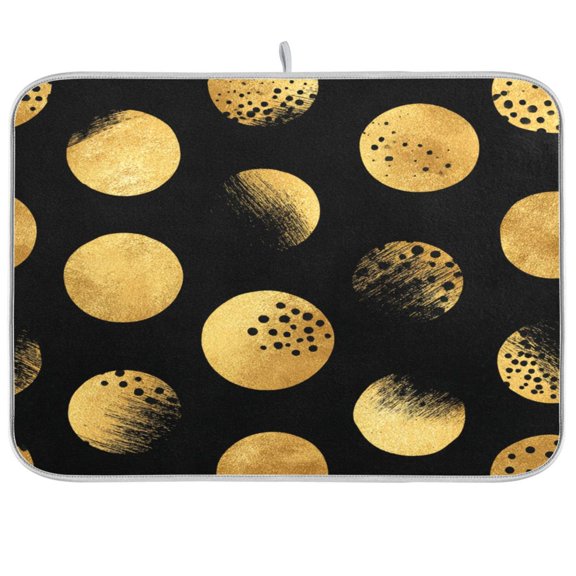 Kitchen Drying Mat Kitchen Drying Pad 16x18In Drying Dish Mat Dish Drying Mats Kitchen Countertop Multi-Function Drain Drying Mat Black Background Golden