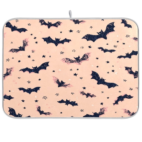 Kitchen Drying Mat Kitchen Drying Pad 16x18In Drying Dish Mat Dish Drying Mats Kitchen Countertop Multi-Function Drain Drying Mat Black Bats