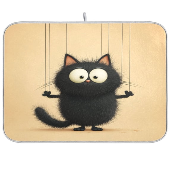 Kitchen Drying Mat Kitchen Drying Pad 16x18In Drying Dish Mat Dish Drying Mats Kitchen Countertop Multi-Function Drain Drying Mat Black Cat Marionette