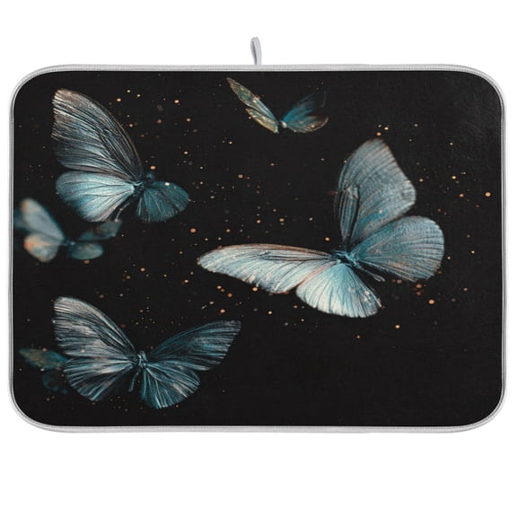 Kitchen Drying Mat Kitchen Drying Pad 16x18In Drying Dish Mat Dish Drying Mats Kitchen Countertop Multi-Function Drain Drying Mat Blue Butterfly
