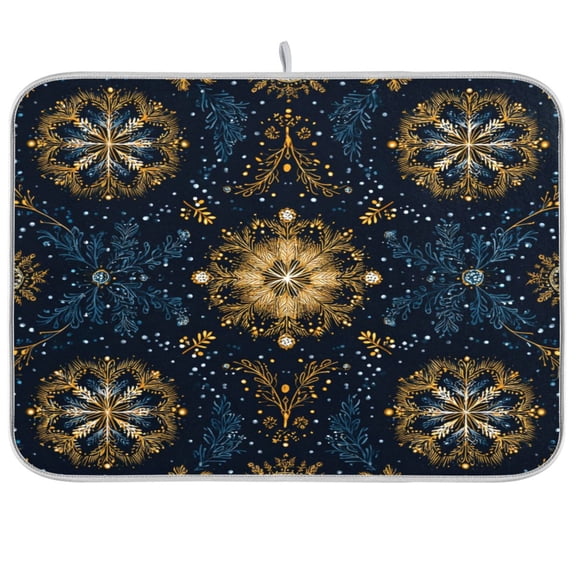 Kitchen Drying Mat Kitchen Drying Pad 16x18In Drying Dish Mat Dish Drying Mats Kitchen Countertop Multi-Function Drain Drying Mat Blue Christmas Pattern