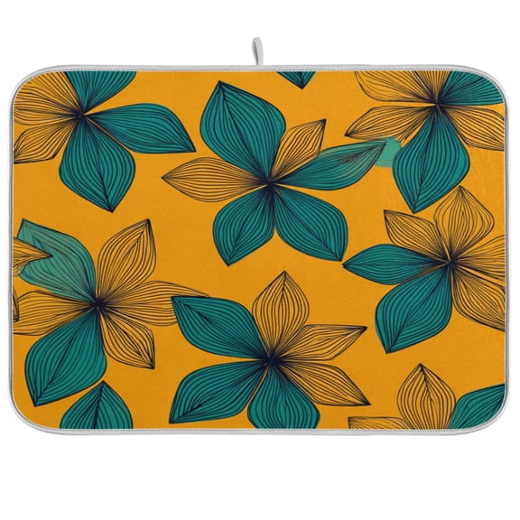 Kitchen Drying Mat Kitchen Drying Pad 16x18In Drying Dish Mat Dish Drying Mats Kitchen Countertop Multi-Function Drain Drying Mat Blue Flowers Pattern