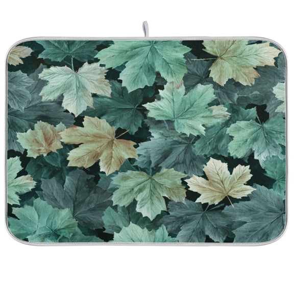 Kitchen Drying Mat Kitchen Drying Pad 16x18In Drying Dish Mat Dish Drying Mats Kitchen Countertop Multi-Function Drain Drying Mat Blue Maple Leaf