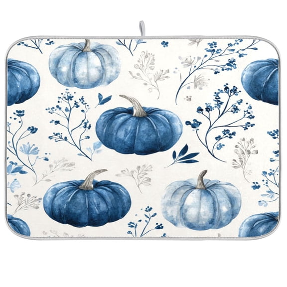 Kitchen Drying Mat Kitchen Drying Pad 16x18In Drying Dish Mat Dish Drying Mats Kitchen Countertop Multi-Function Drain Drying Mat Blue Pumpkin