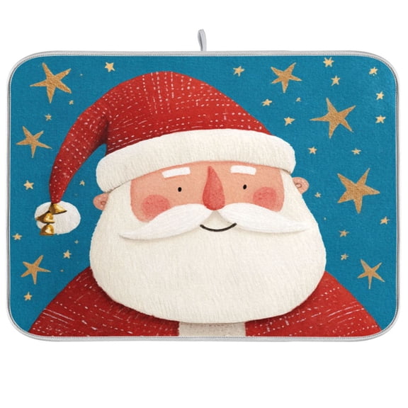 Kitchen Drying Mat Kitchen Drying Pad 16x18In Drying Dish Mat Dish Drying Mats Kitchen Countertop Multi-Function Drain Drying Mat Blue Santa Claus
